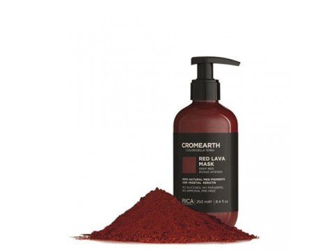 RICA Ryškiai Raudona, Dažanti Kaukė Plaukams RICA Cromearth I Colordi Della Terra Red Lava Mask 250ml